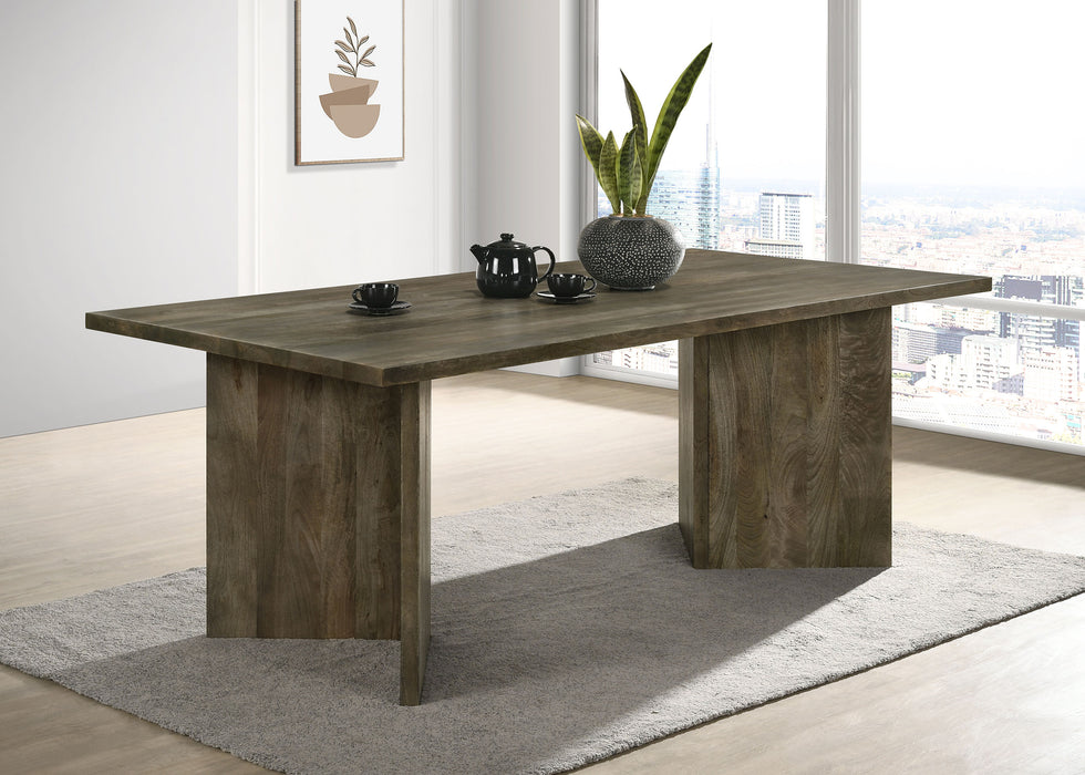 Tyler Rectangular Double V-Leg Dining Table Mango Brown image