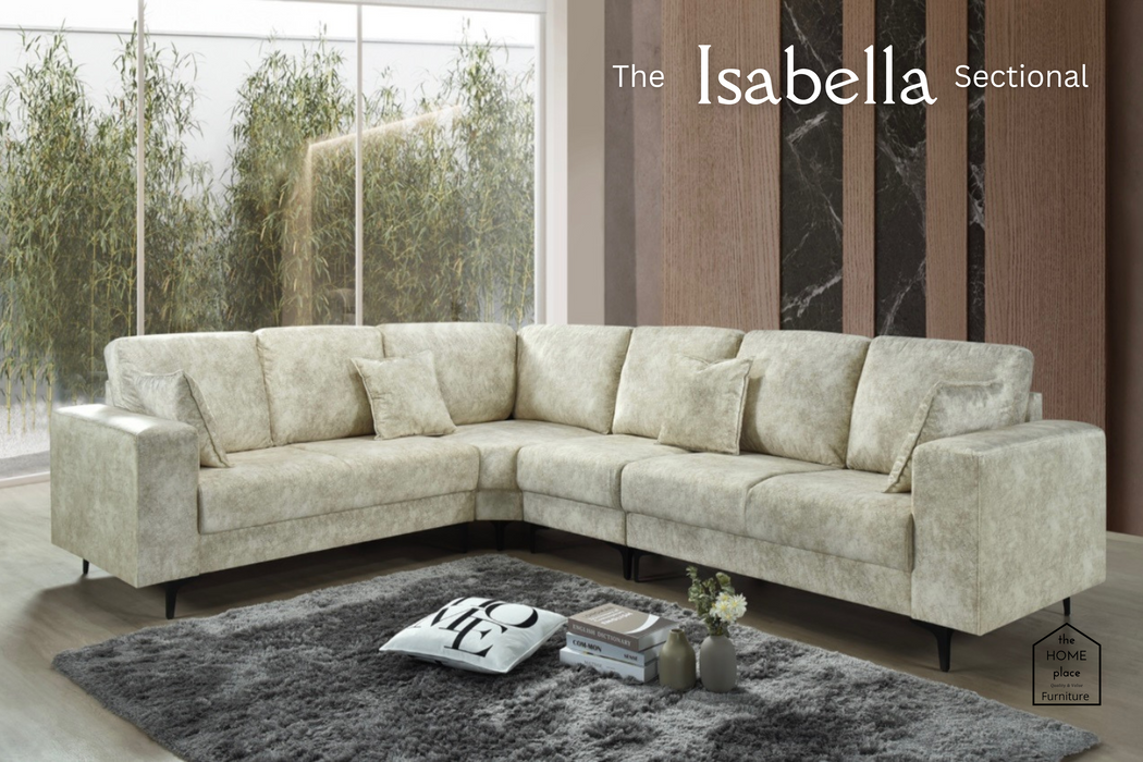 The Isabella Sectional - Ivory Gray