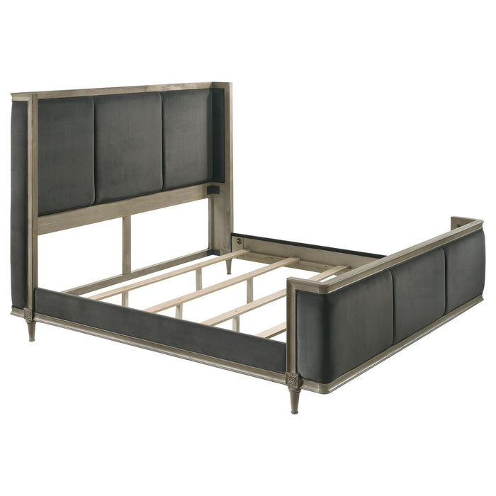 Alderwood Queen Upholstered Panel Bed Charcoal Grey image