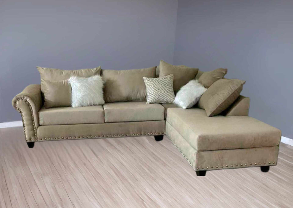 Beige Lux Lounge Nail Detail Velvet Sectional