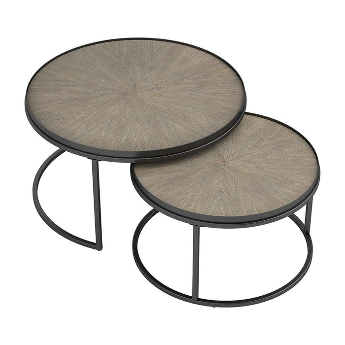 Rodrigo 2-piece Round Nesting Tables Weathered Elm image