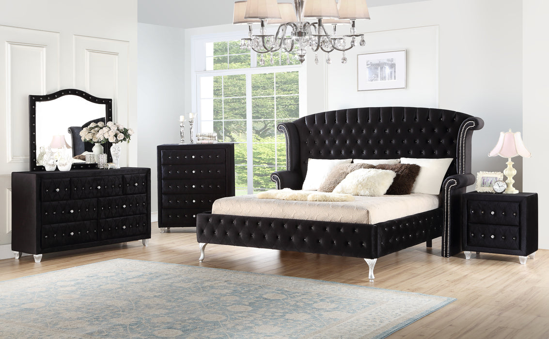 Melania Black Velvet Bed