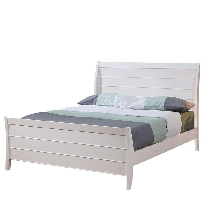 Selena Twin Sleigh Platform Bed Cream White