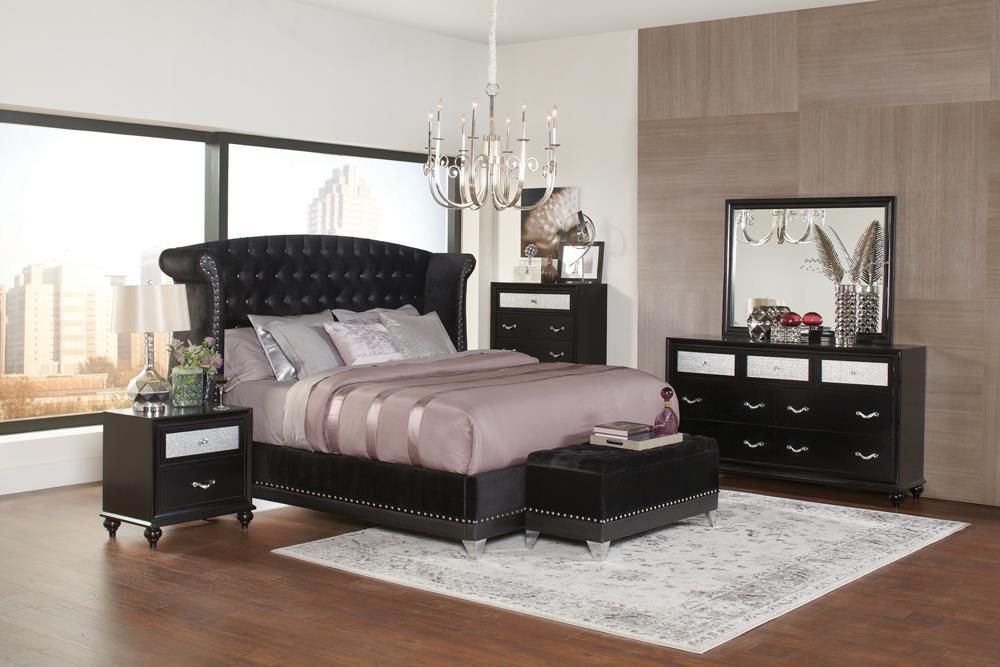 Barzini Eastern King Tufted Upholstered Bed Black