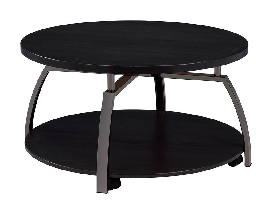 Dacre Round Coffee Table Dark Grey and Black Nickel