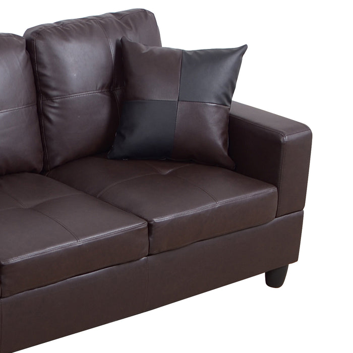 2 pc. Sectional with Ottoman in Brown Leather