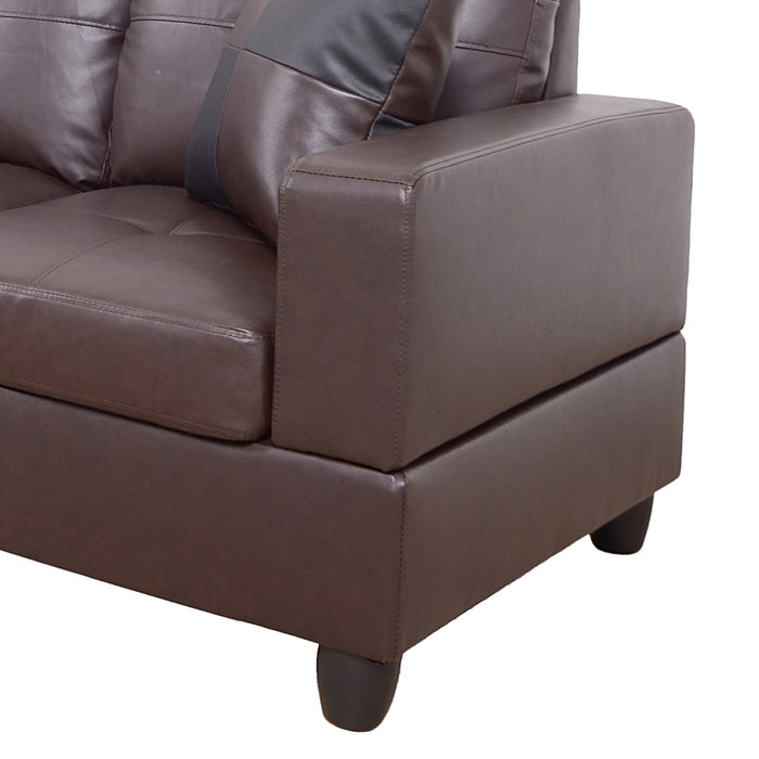 2 pc. Sectional with Ottoman in Brown Leather