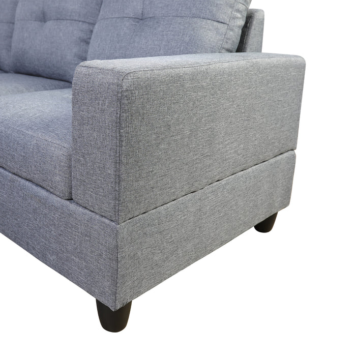 2 pc. Gray Linen Sectional with Ottoman