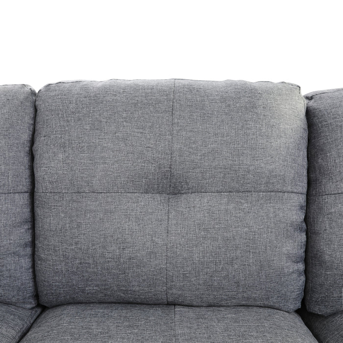 2 pc. Gray Linen Sectional with Ottoman