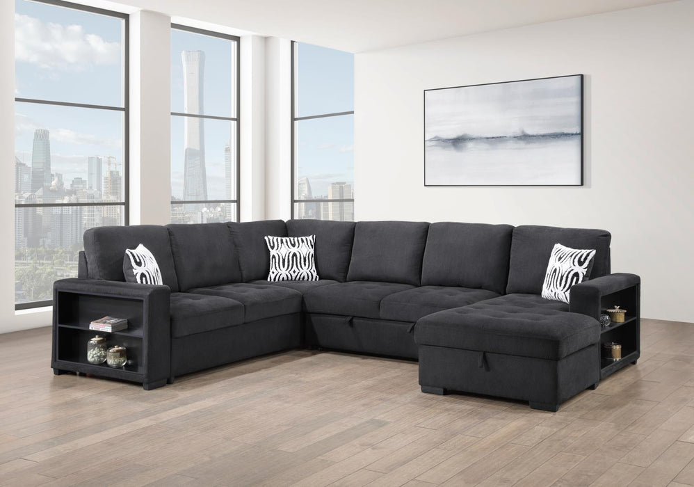 Black Leather Dolan Sectional