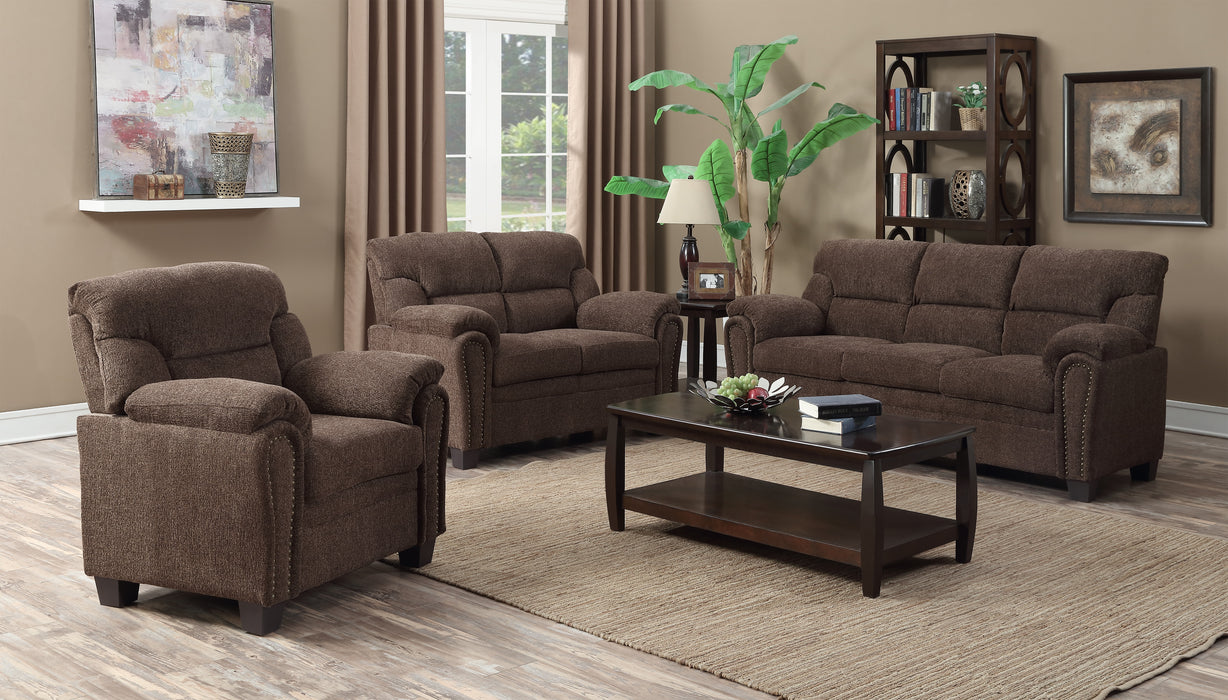 Mocha Brown Chenille Living Room Set