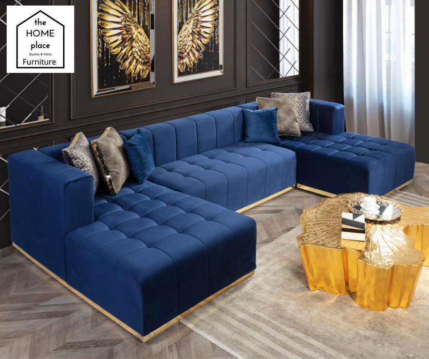 Blue Prada Velvet Sectional