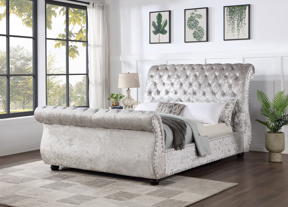 Genevieve Velvet Sleigh Bed