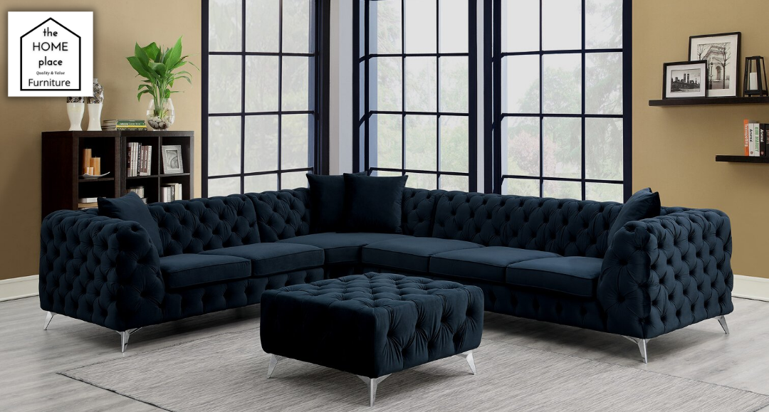 Black Velvet 3 PC Sectional