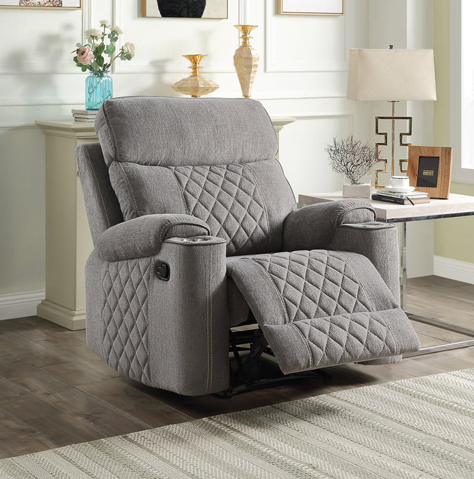 Gray Diamond Textured Fabric Recliner