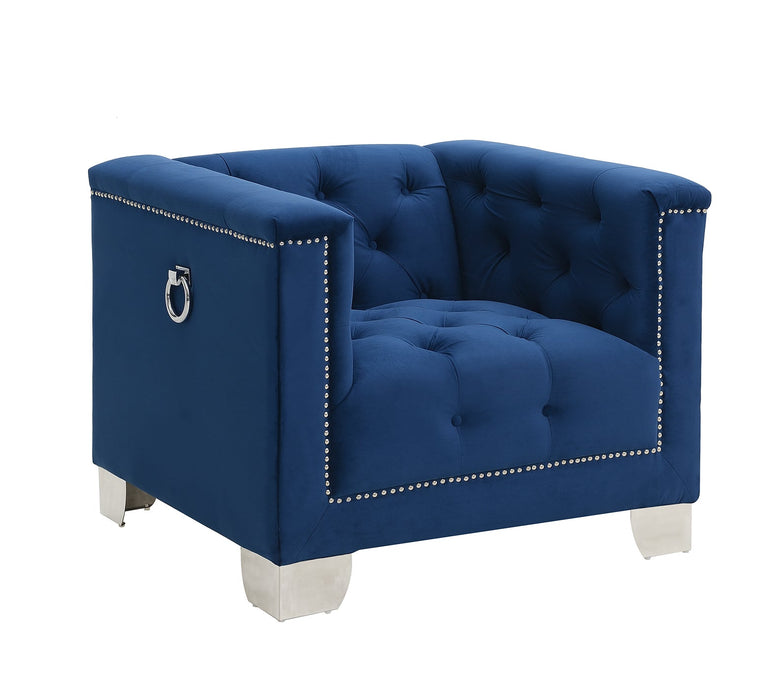 Navy Glamour Sofa and Loveseat Set