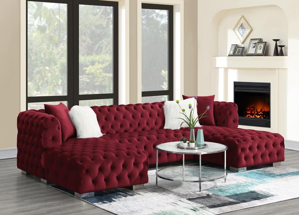 Cherry Red Velvet Sectional