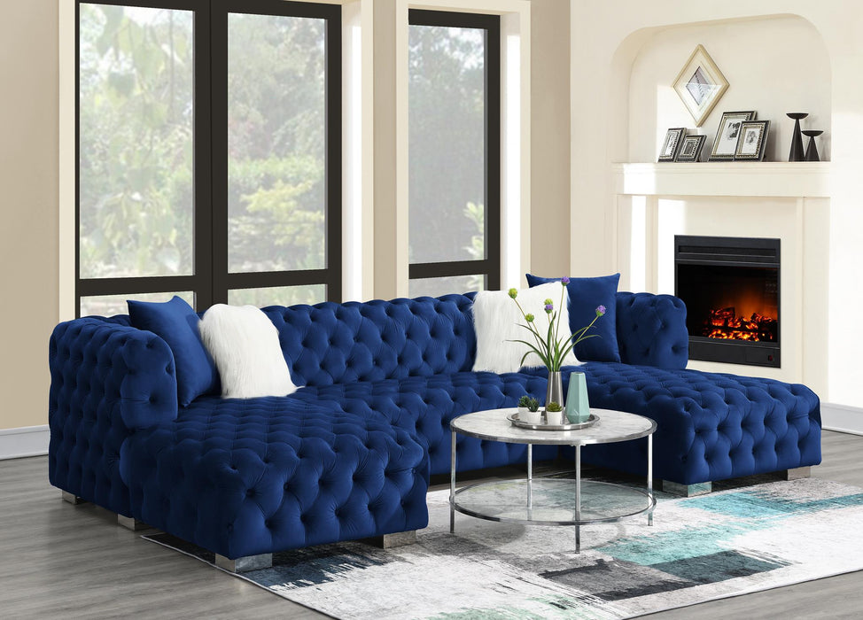 Royal Blue Velvet Sectional