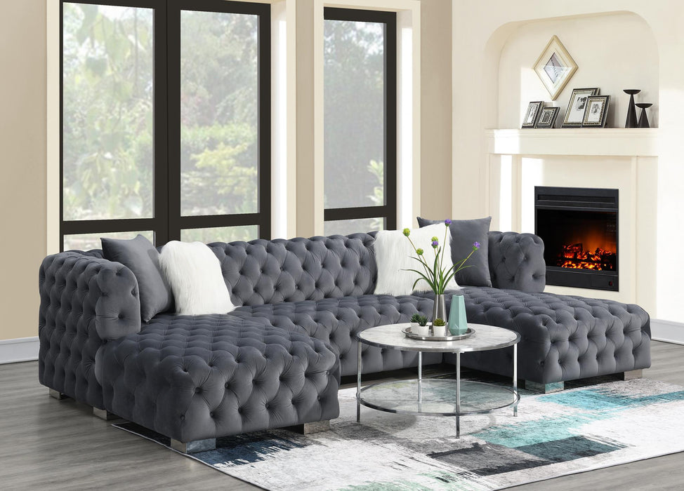 Gray Velvet Sectional