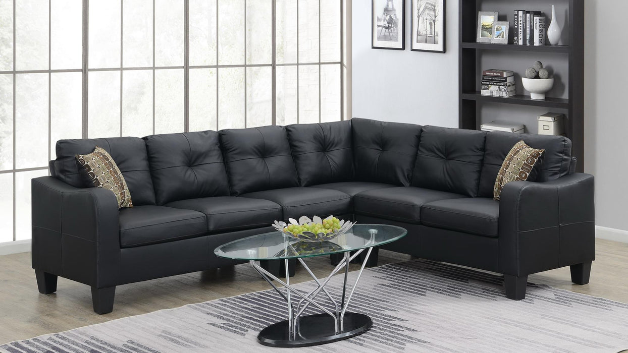 Modern Black Leather Sectional