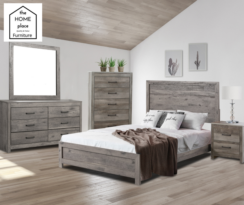 Contemporary Queen Bedroom Set - Bed, Dresser and Mirror