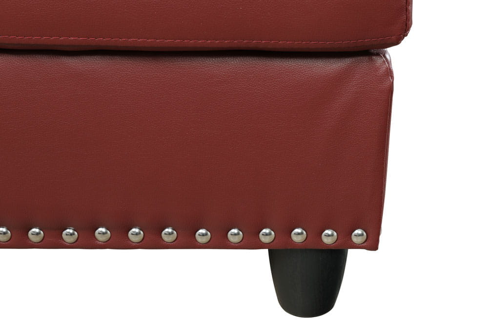 Red Leather Sectional with Stud Details